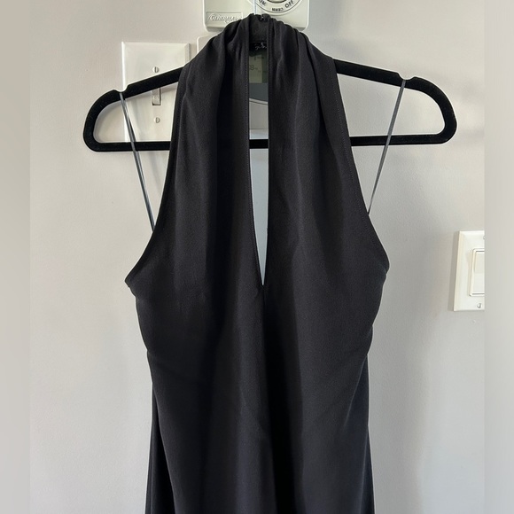 Theory Araci Rosina Crepe V-Neck Halter  Midi Dress NWT Black - Picture 3 of 8